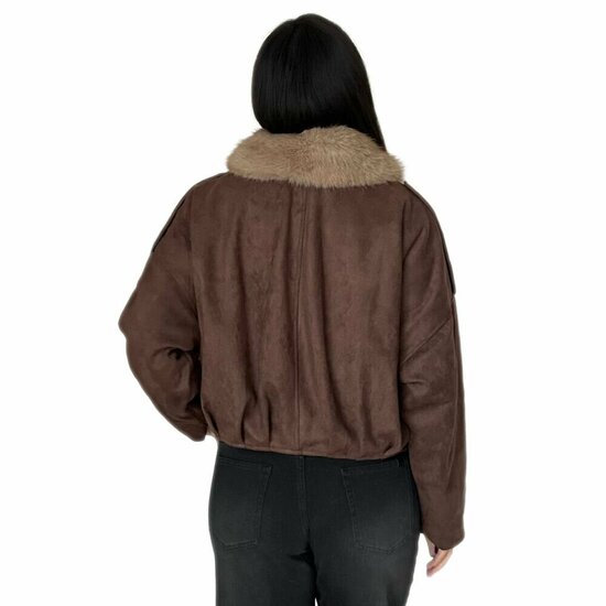 Trendy bruine bomber jacket in leatherlook
