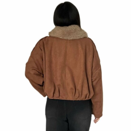 Trendy camel bomber jacket in leatherlook