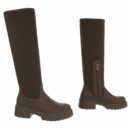 Hoge bruine textiel laars Chantelle