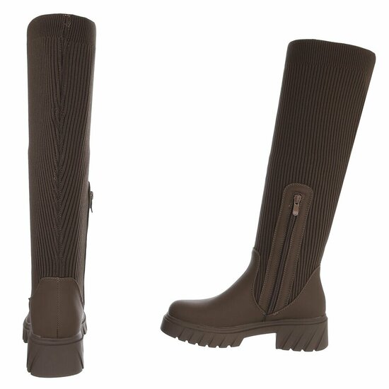 Hoge bruine textiel laars Chantelle