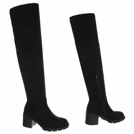 Zwarte hoge suede overknee laars Crina