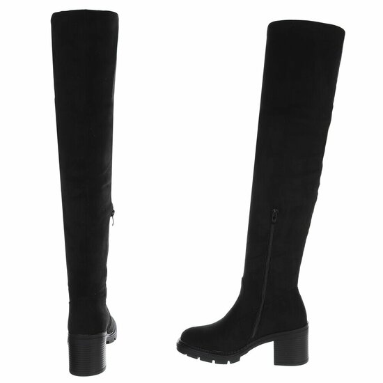 Zwarte hoge suede overknee laars Crina