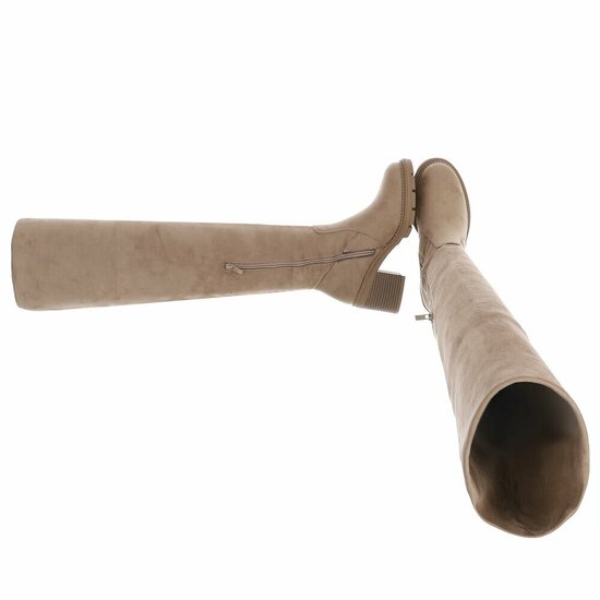 Licht bruine hoge suede overknee laars Crina
