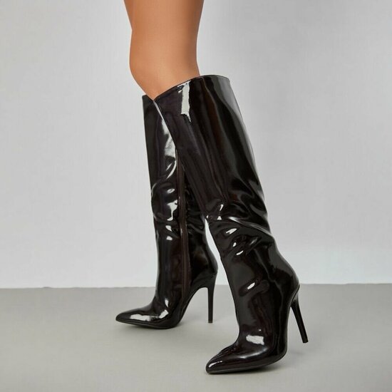 Zwarte hoge laklaars Gabrielle