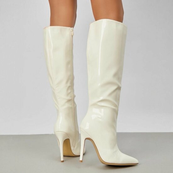 Beige hoge laklaars Gabrielle