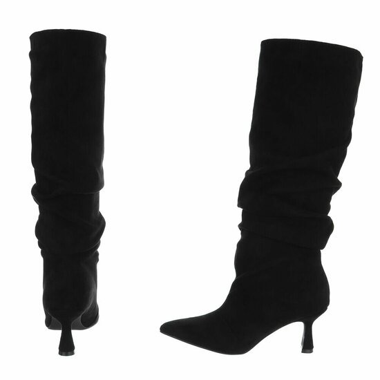 Bottes hautes en daim noir Myriam