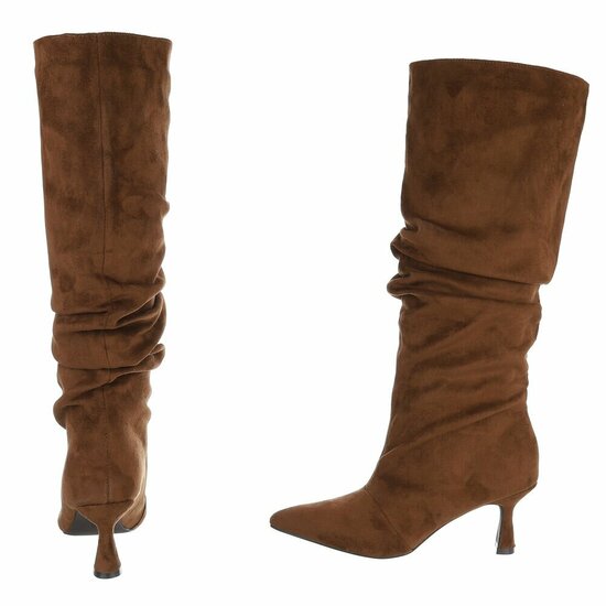Bottes hautes en daim brun Myriam