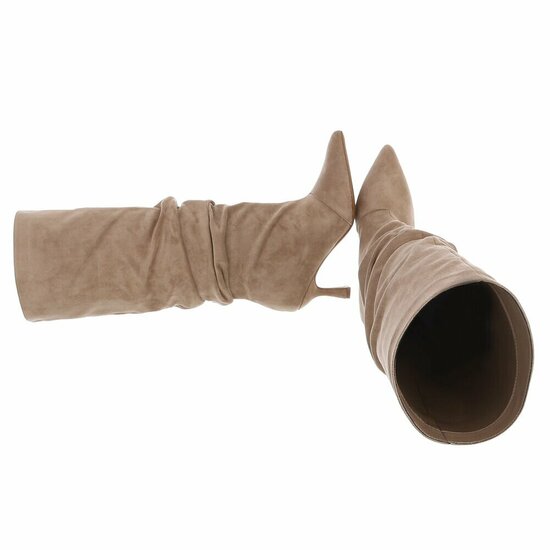 Bottes hautes en daim brun kaki Myriam