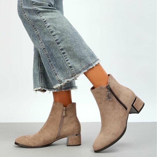 Bottines brunes kaki en daim Aurelia