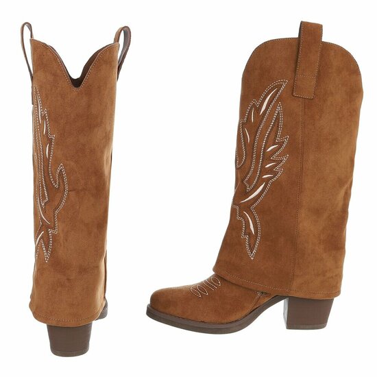 Camel daimen half hoog western-biker enkellaarsje Celisa