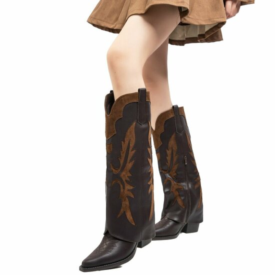 Hoge bruine laars met omslag Cailey 