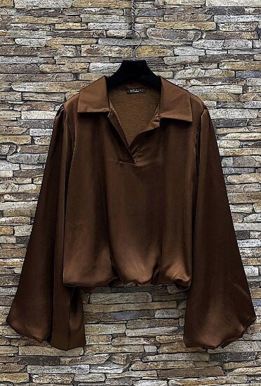 Chique bruine blouse in satijn