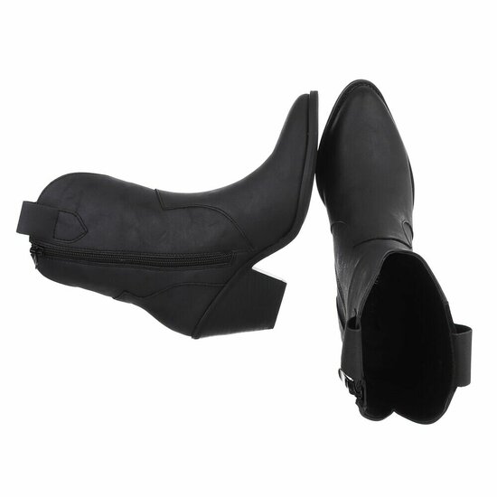 Zwart western-biker enkellaarsje Dorota