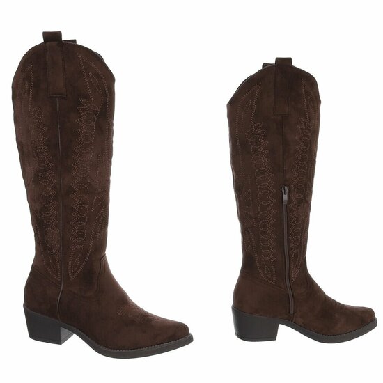 Hoge bruine suede western-biker laars Cheryl