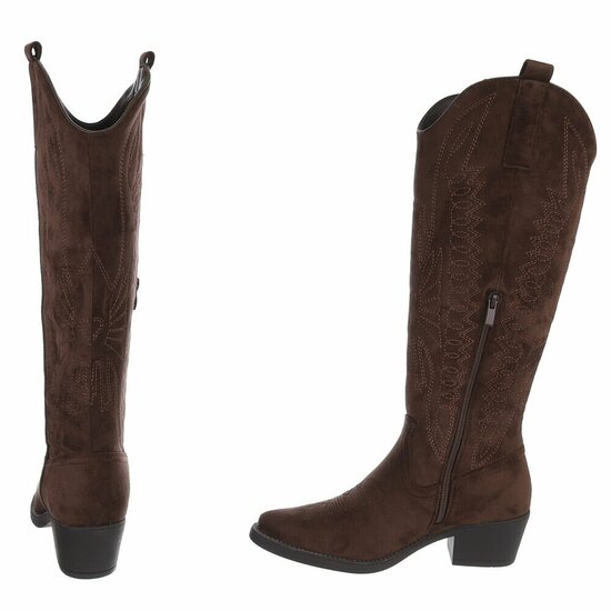 Hoge bruine suede western-biker laars Cheryl
