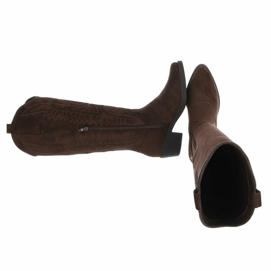 Hoge bruine suede western-biker laars Cheryl