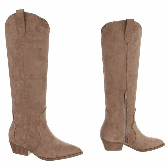 Kaki bruine hoge suede laars Jocelyne