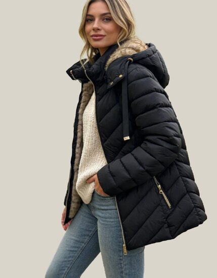 Sportieve zwarte korte pufferjas