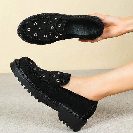 Zwarte suede mocassin Aneta