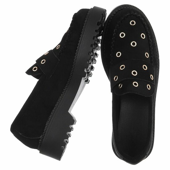 Zwarte suede mocassin Aneta