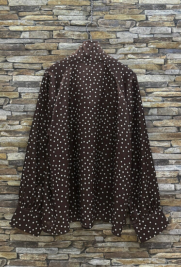 Chique bruine blouse in satijn met dots
