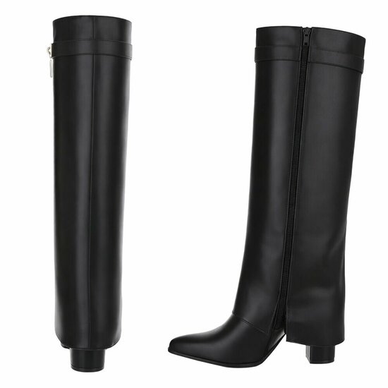 Hoge zwarte laars met omslag Chica