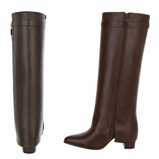 Hoge bruine laars met omslag Chica