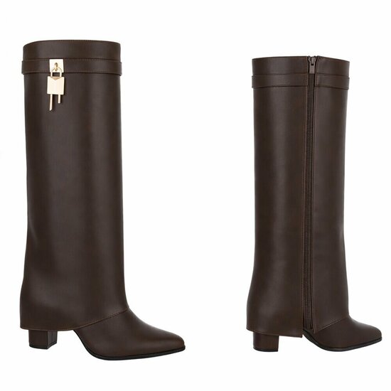 Hoge bruine laars met omslag Chica