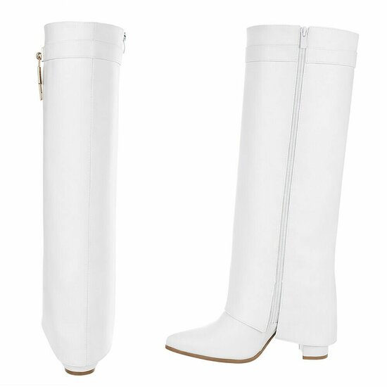 Hoge witte laars met omslag Chica