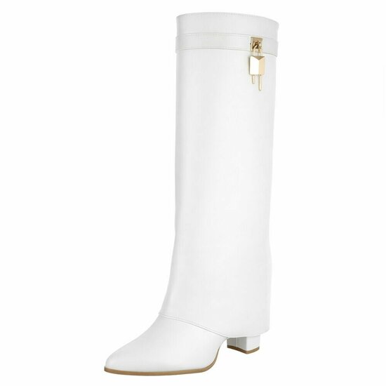 Hoge witte laars met omslag Chica