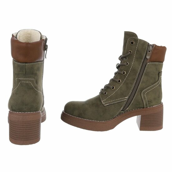 Kaki groen high heel enkellaarsje Chiavelli