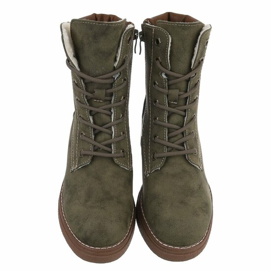 Kaki groen high heel enkellaarsje Chiavelli