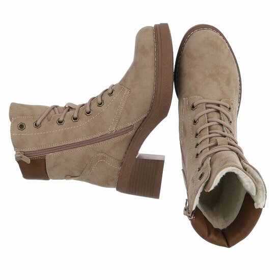 Kaki bruin high heel enkellaarsje Chiavelli