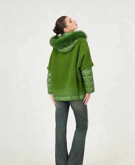 Groene korte two in one winterjas