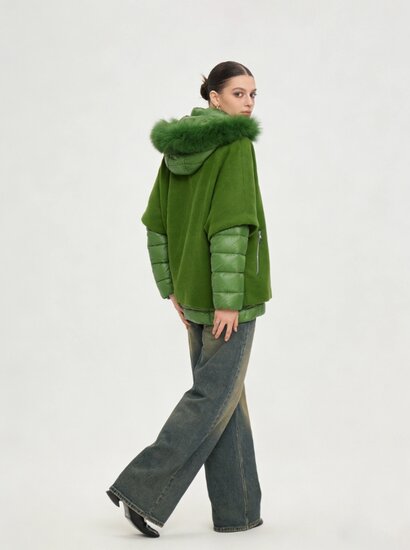 Groene korte two in one winterjas