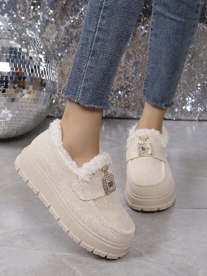 Beige daimen winter enkellaarsje Thirza