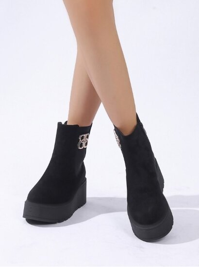 Zwarte daimen enkellaarsje Cecille