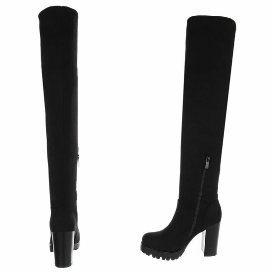 Zwarte hoge suede overknee laars Rilana