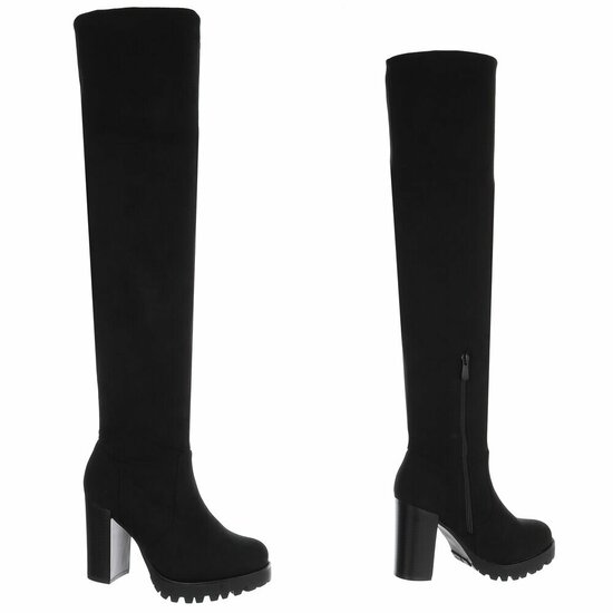 Zwarte hoge suede overknee laars Rilana