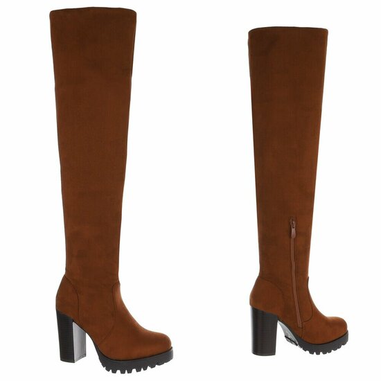 Camel hoge suede overknee laars Rilana