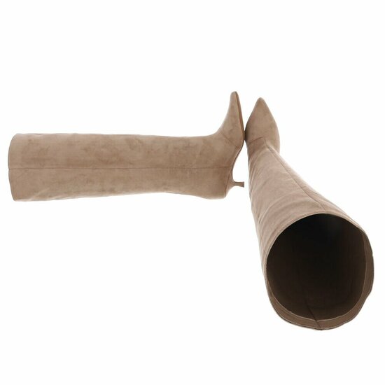 Kaki bruine suede overknee laars Kristel