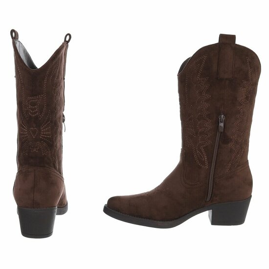 Half hoge donker bruine suede western-biker laars Chilou