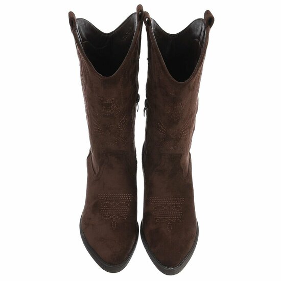 Half hoge donker bruine suede western-biker laars Chilou