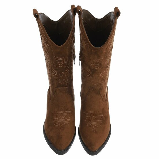 Half hoge licht bruine bruine suede western-biker laars Chilou