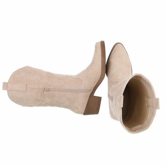 Half hoge beige suede western-biker laars Chilou
