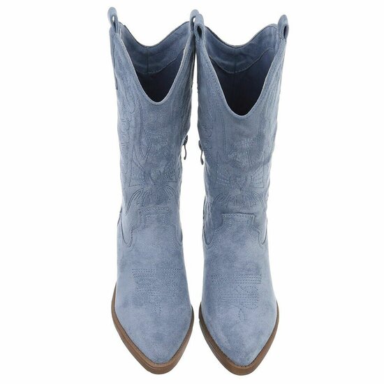 Half hoge licht blauwe suede western-biker laars Chilou