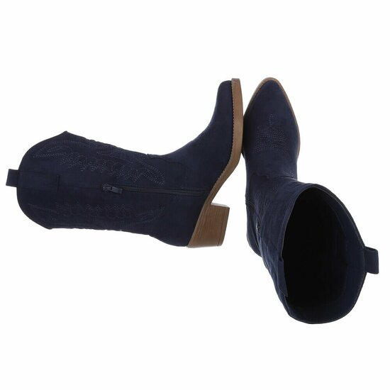 Half hoge donker blauwe suede western-biker laars Chilou