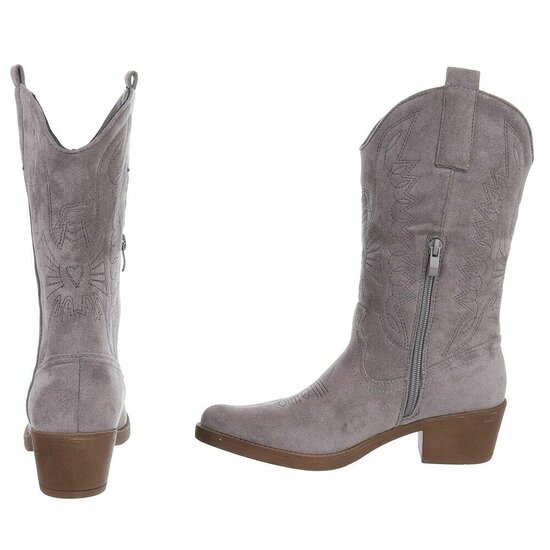 Half hoge grijze suede western-biker laars Chilou