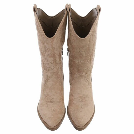 Half hoge kaki bruine suede western-biker laars Chilou