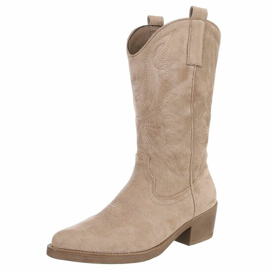 Half hoge kaki bruine suede western-biker laars Chilou